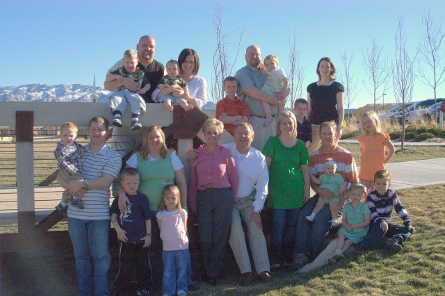 Jan Johnson Black (Randy) This is a recent family photo at the park. Four children with spouses and twelve grandchildren.
Missing a daughter, but otherwise, the loves of my life are mostly here..!